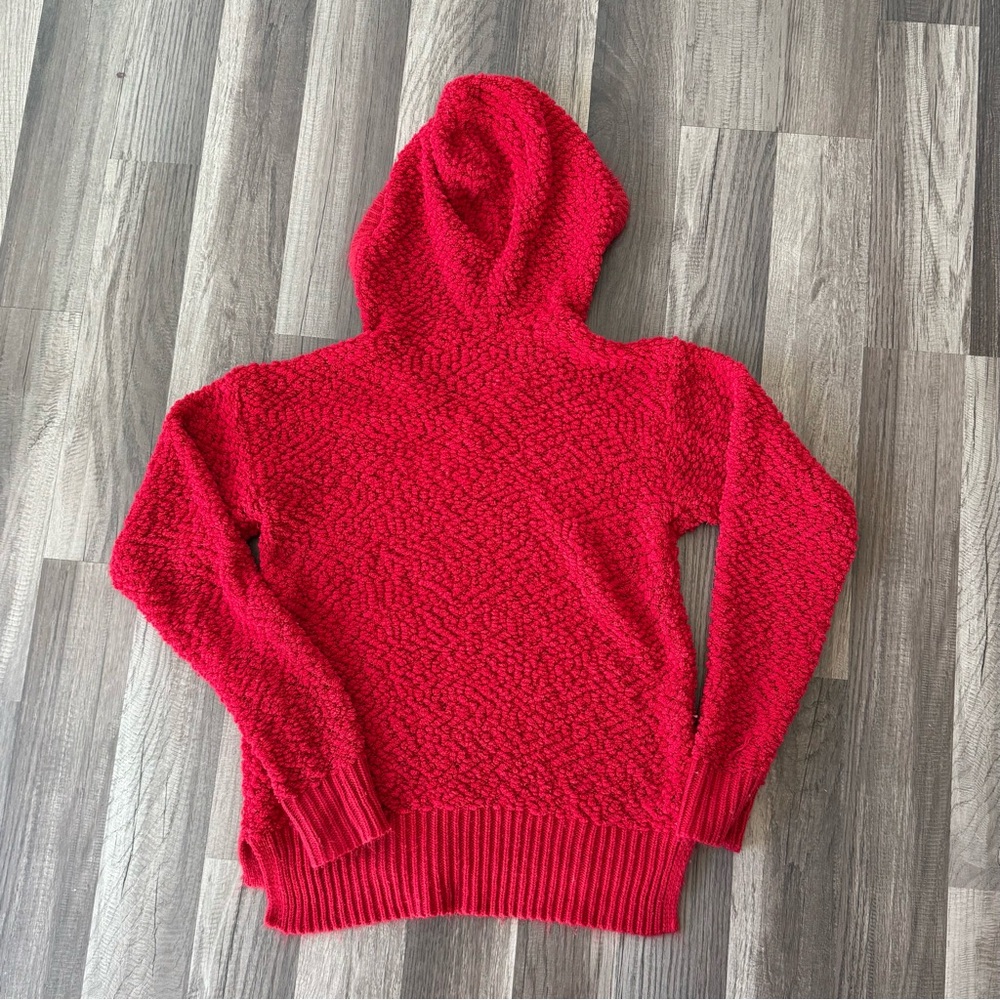 No Boundaries Red Textured Women's Hoodie Sweater